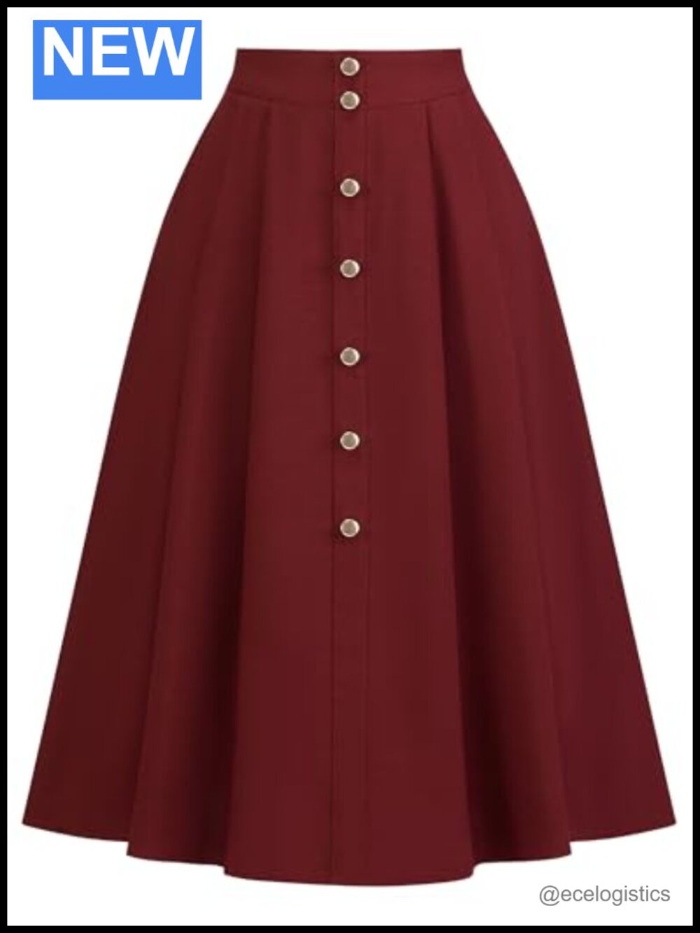 Women's A-Line Midi Skirt with Pockets High Waisted Flowy Pleated
